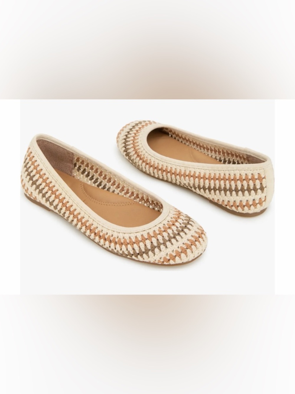 gentle souls NWT Sz 11 Pretty Crochet Ballet Flats in Cream, Tan, Brown (SH339)